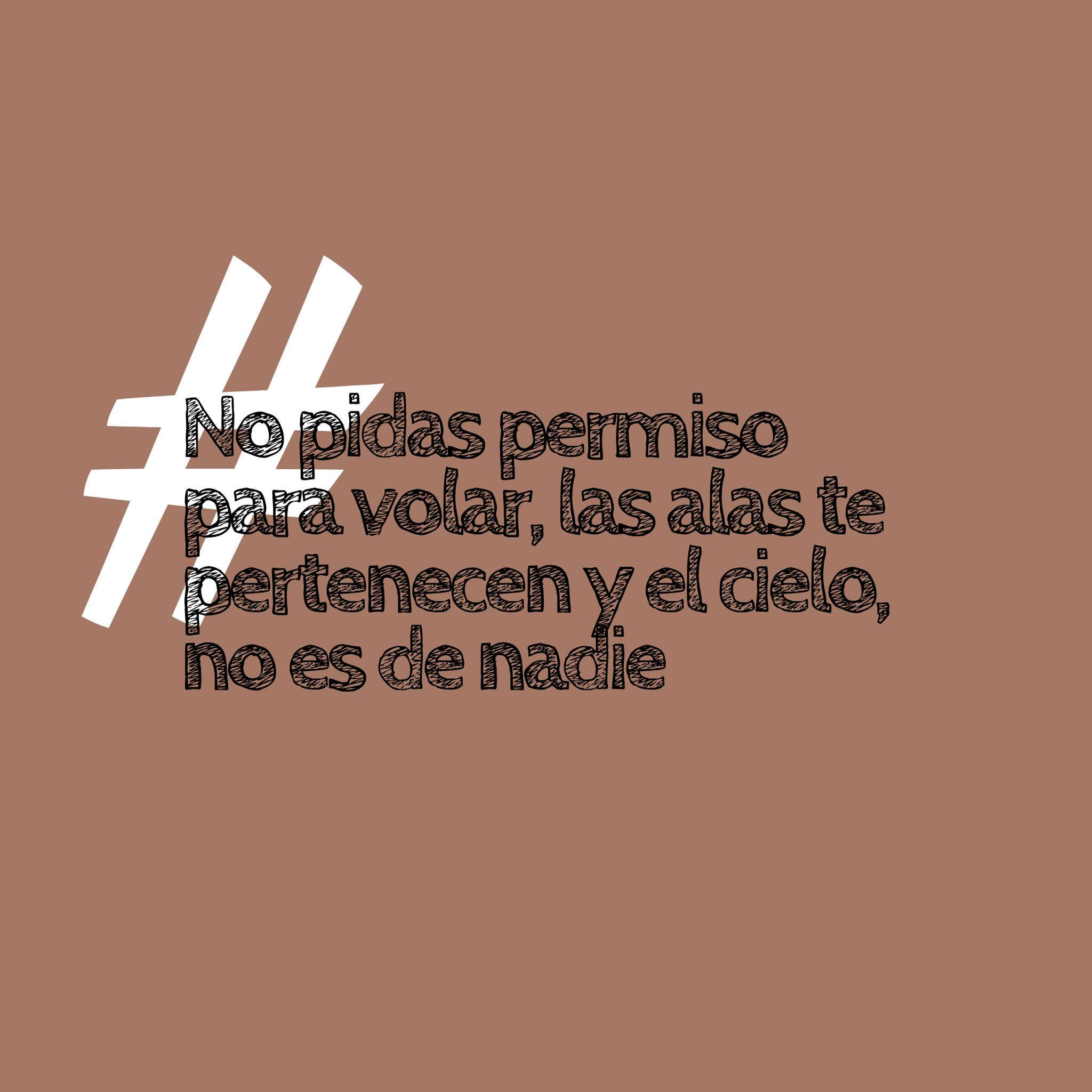 No pidas permiso para volar, las alas te pertenecen y el cielo, no es de nadie